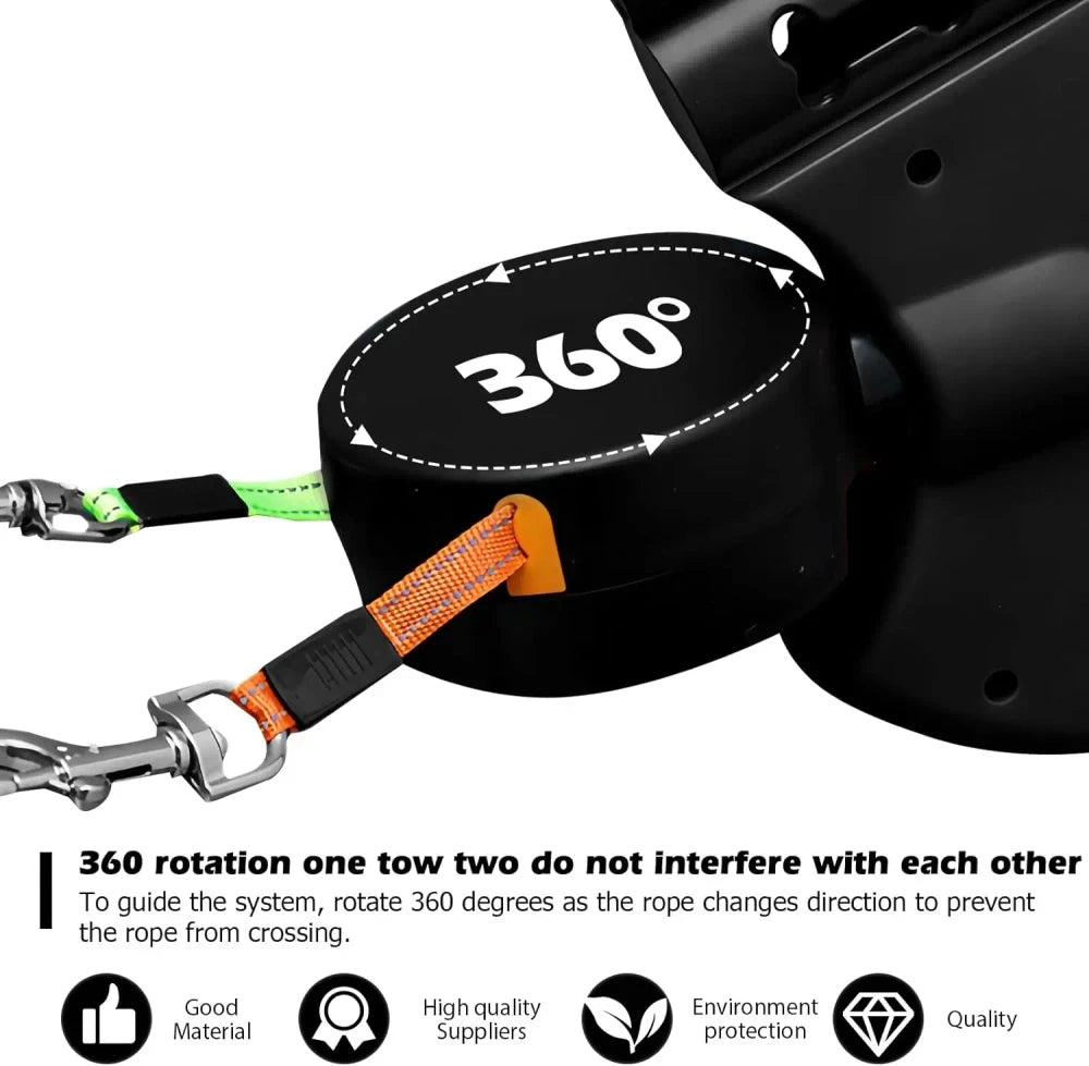 Retractable Dog Leash For Small Dogs Reflective Dual Pet Leash Lead 360 Swivel No Double Dog Walking Leash With Lights Pet Products