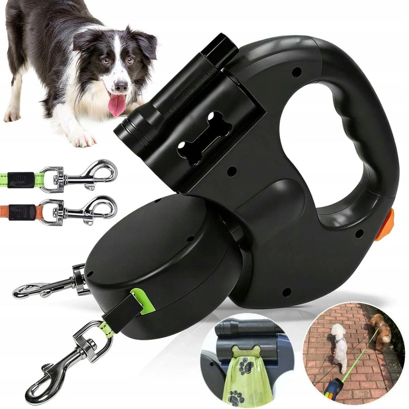 Retractable Dog Leash For Small Dogs Reflective Dual Pet Leash Lead 360 Swivel No Double Dog Walking Leash With Lights Pet Products