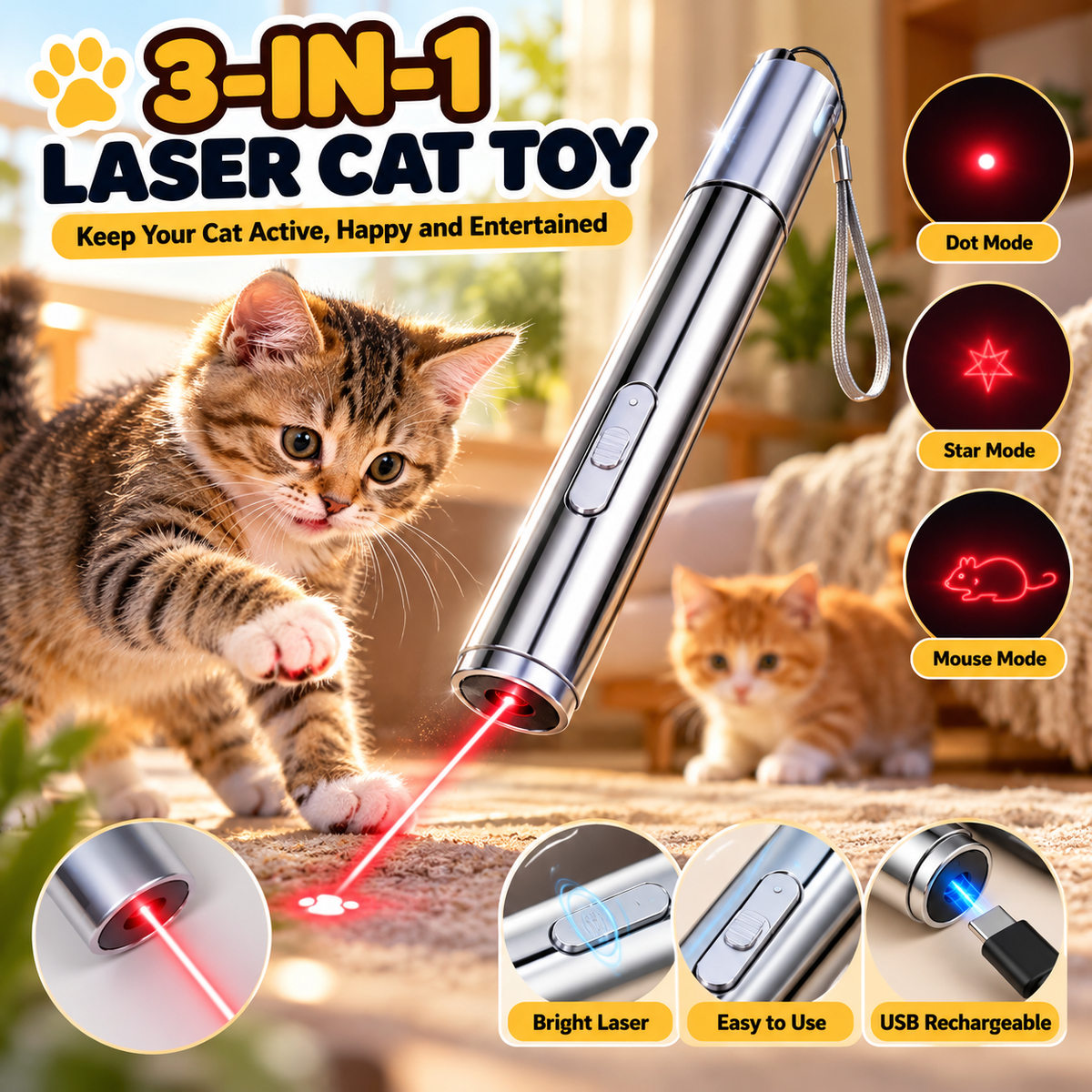 3-in-1 Laser Pet Toy